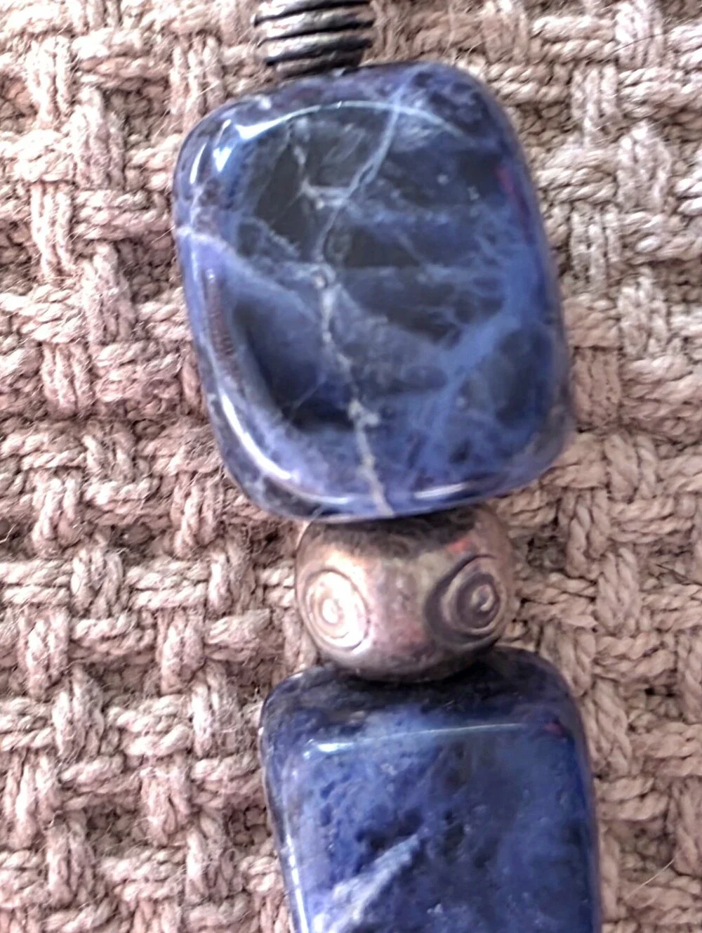 CHUNKY SODALITE TUMBLED STONE BEAD MALA BRACELET - Picture 7 of 7